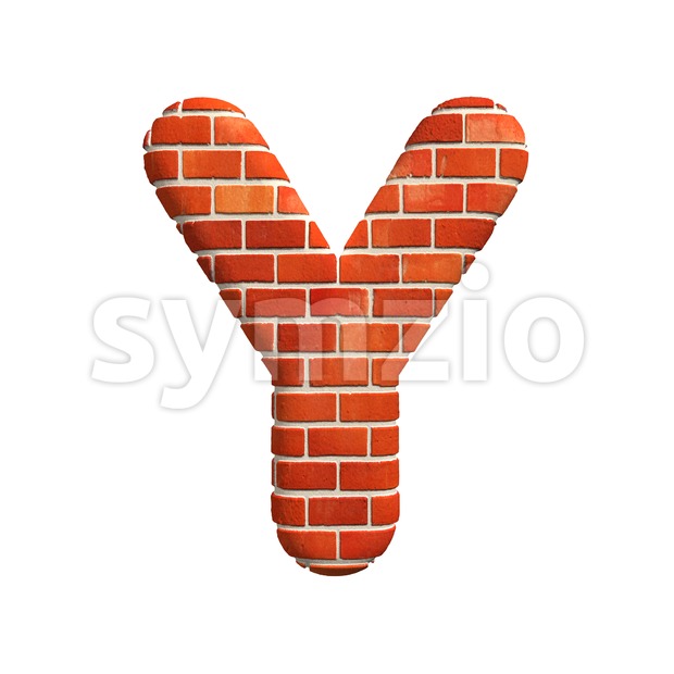 Upper-case Brick wall font Y - Capital 3d character Stock Photo