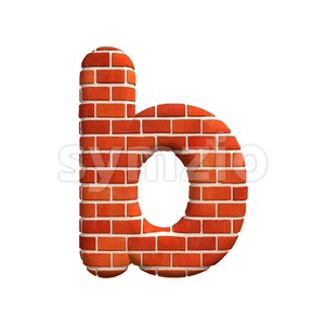 3d Lower-case character B covered in Brick texture Stock Photo