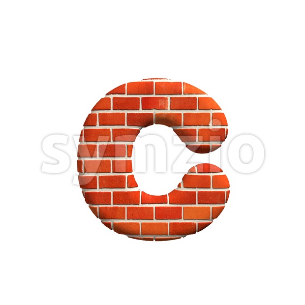 Small Brick wall font C - Lowercase 3d character Stock Photo