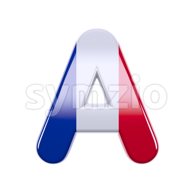 french flag letter A - Capital 3d character Stock Photo