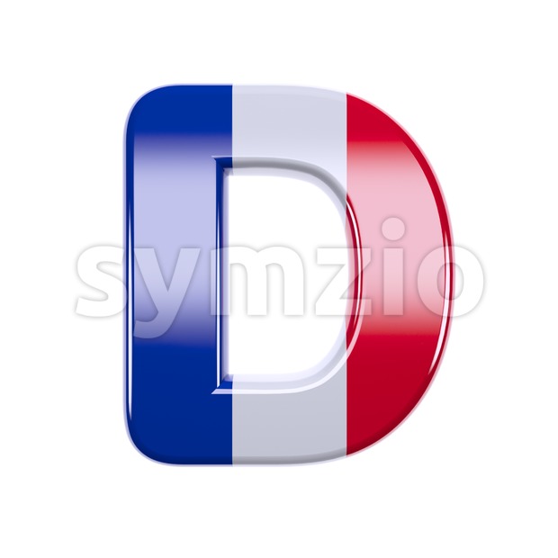 french font D - Capital 3d character Stock Photo