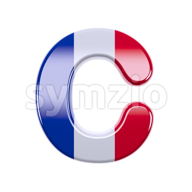 3d french flag font C - Capital 3d letter Stock Photo