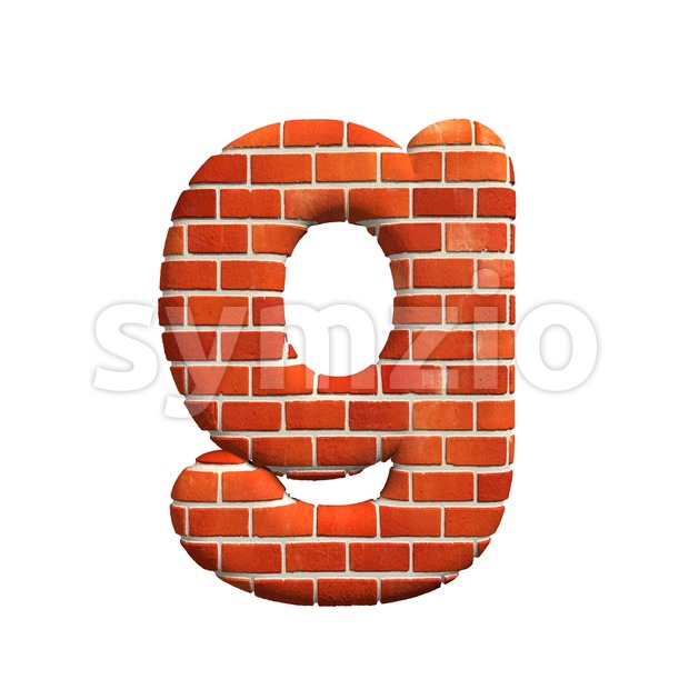Lowercase Brick wall font G - Small 3d character Stock Photo