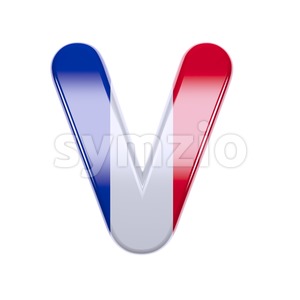 Capital french flag letter V - Upper-case 3d character Stock Photo