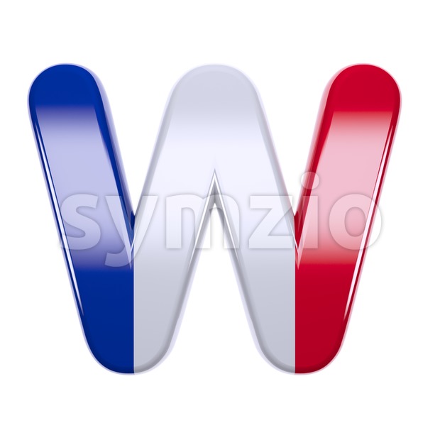 french flag colors font W - Capital 3d letter Stock Photo