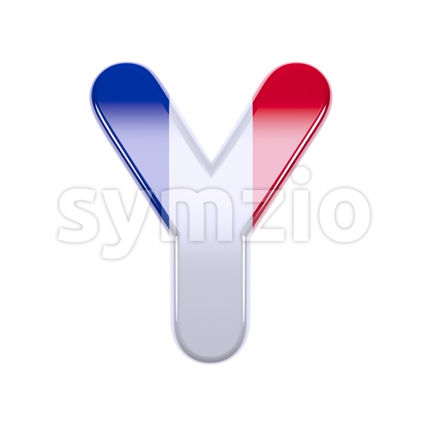 Upper-case french flag font Y - Capital 3d character Stock Photo