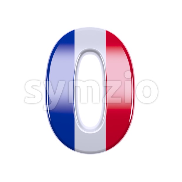 french flag number 0 - 3d digit Stock Photo