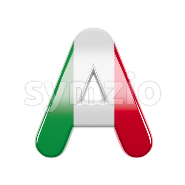 italian flag letter A - Capital 3d character Stock Photo