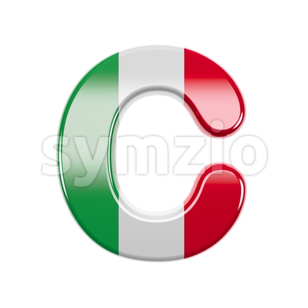3d italian flag font C - Capital 3d letter Stock Photo