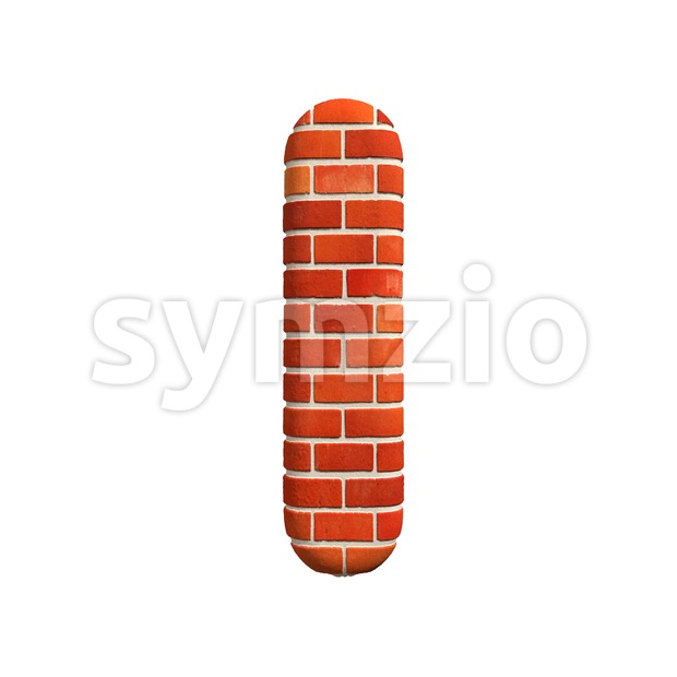 3d Small letter L covered in Brick texture