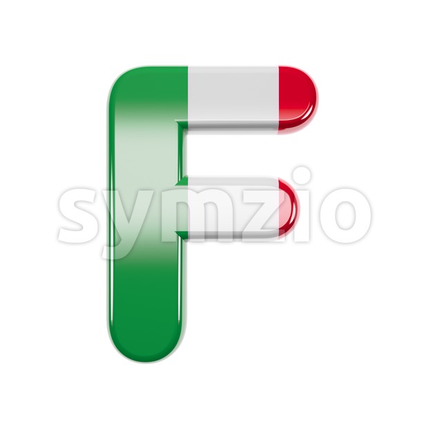 italian flag letter F - Upper-case 3d font Stock Photo