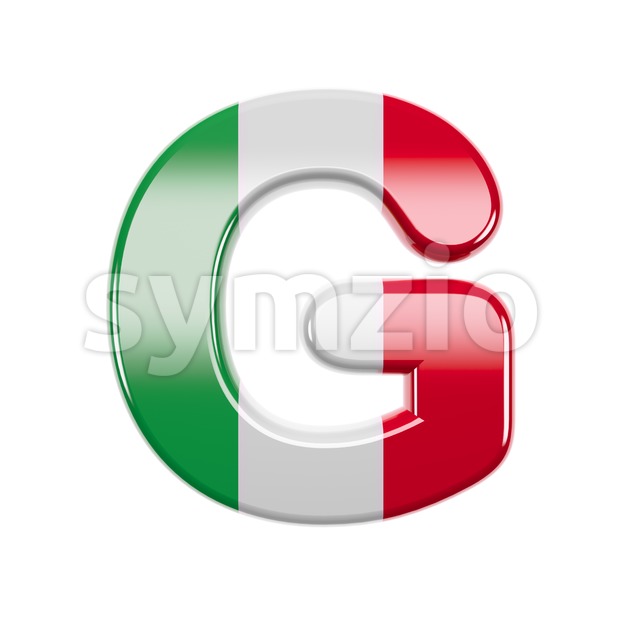 Upper-case italian flag character G - Capital 3d font Stock Photo