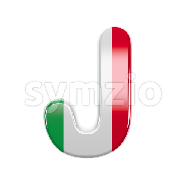 3d Uppercase font J covered in italy flag colors texture Stock Photo