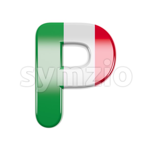 Upper-case italian character P - Capital 3d font Stock Photo