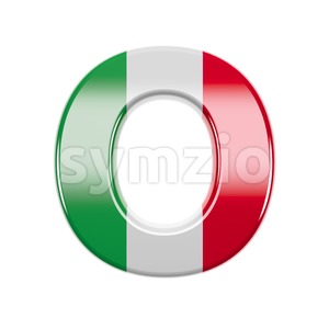 3d Upper-case letter O covered in italian flag texture Stock Photo