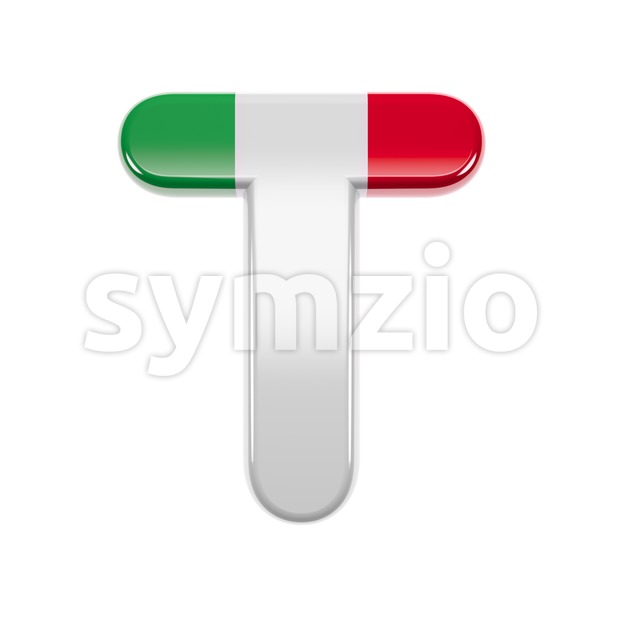 italy flag colors character T - Uppercase 3d letter Stock Photo