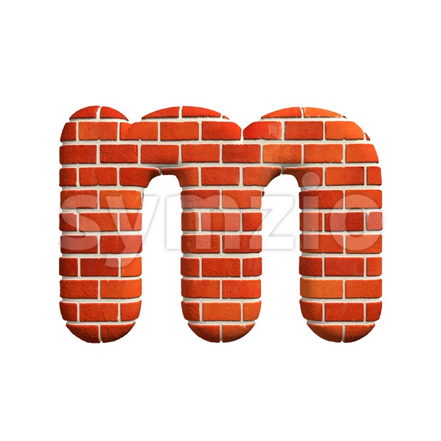 Brick 3d font M - Lowercase 3d letter Stock Photo
