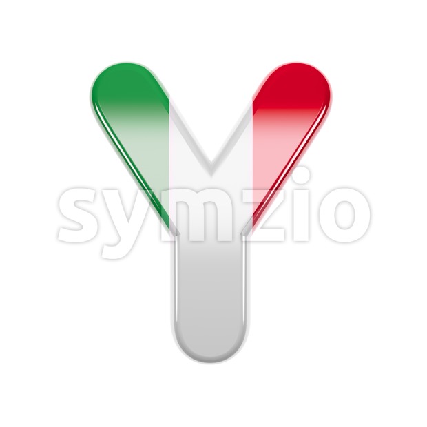 Upper-case italian flag font Y - Capital 3d character Stock Photo