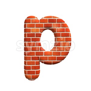 Brick character P - Lowercase 3d font Stock Photo
