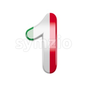 Italian flag number 1 - 3d digit Stock Photo