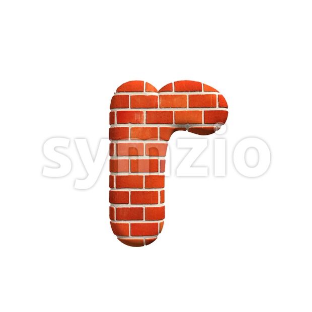 Small Brick wall character R - Lower-case 3d letter Stock Photo