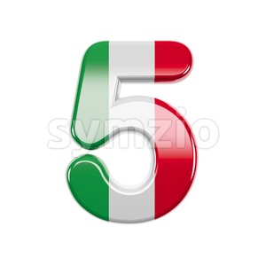 Italian flag number 5 - 3d digit Stock Photo