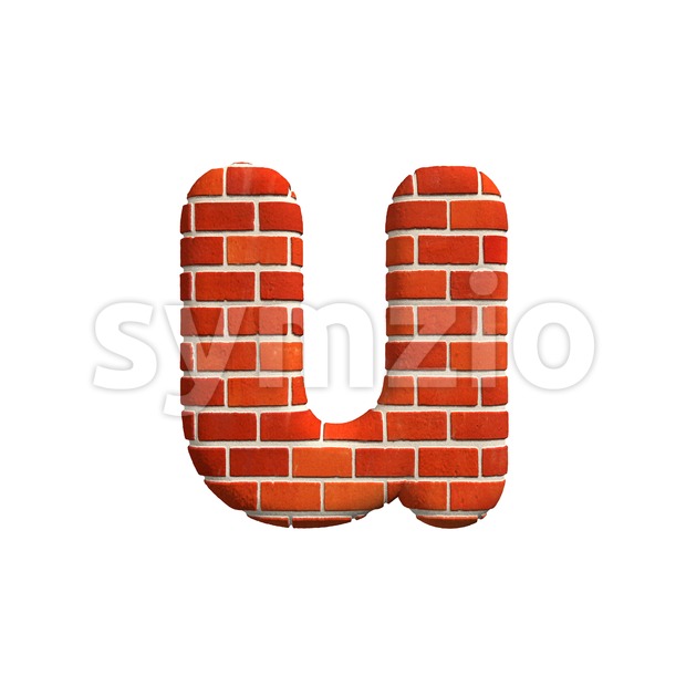 3d Small character U covered in Brick texture Stock Photo