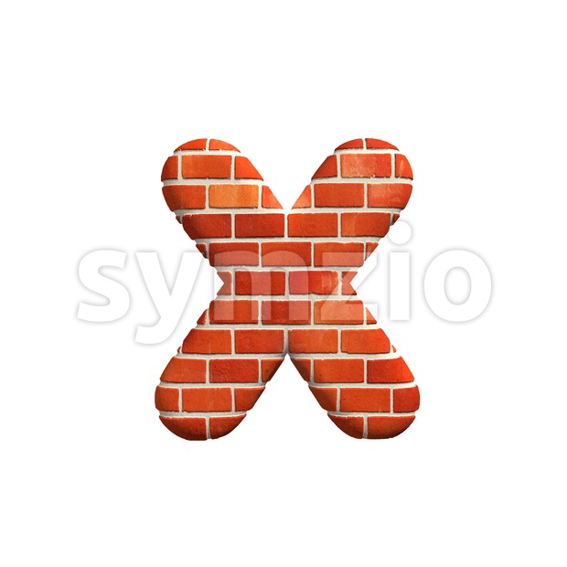Brick wall 3d font X - Small 3d letter Stock Photo