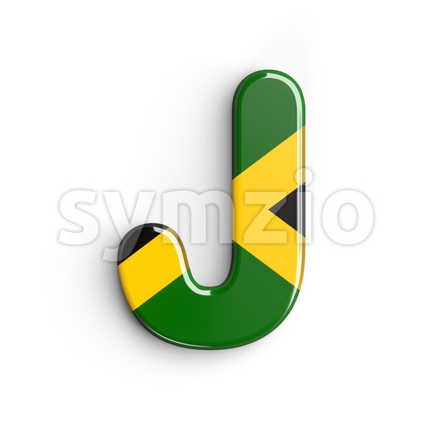 3d Uppercase font J covered in jamaica texture