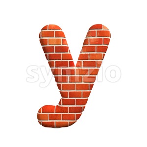 Lowercase Brick character Y - Small 3d letter Stock Photo