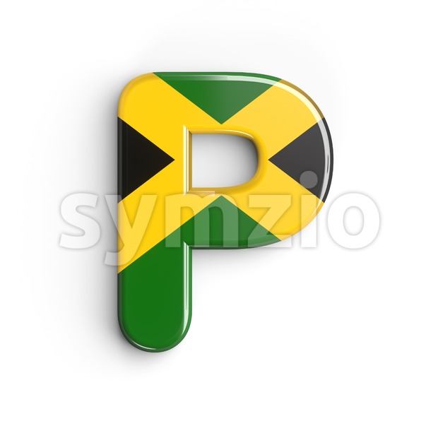 Upper-case jamaican flag character P - Capital 3d font Stock Photo