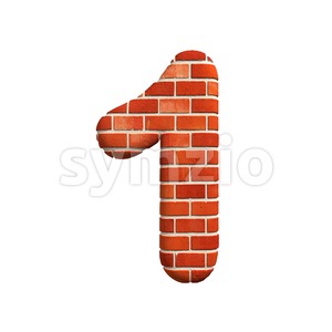 Brick number 1 -  3d digit Stock Photo