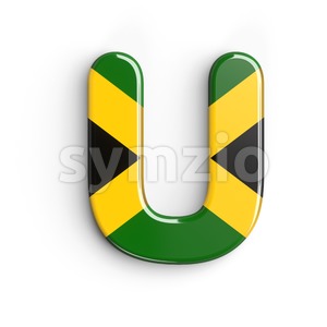 jamaica flag 3d letter U - Capital 3d font Stock Photo