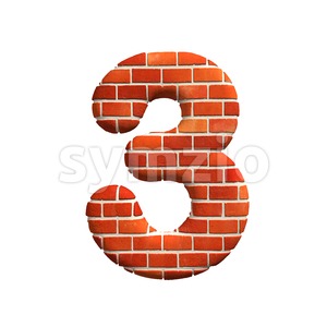 Brick number 3 -  3d digit Stock Photo