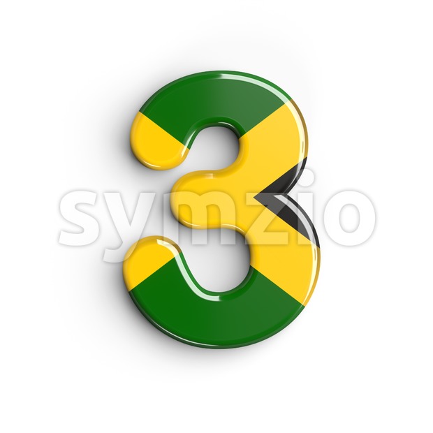 jamaica number 3 - 3d digit Stock Photo