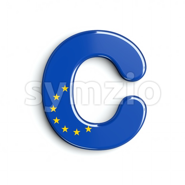 3d EU flag font C - Capital 3d letter Stock Photo
