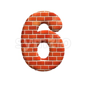 Brick digit 6 -  3d number Stock Photo