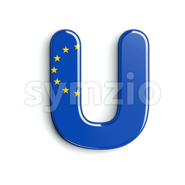 EU flag 3d letter U - Capital 3d font Stock Photo
