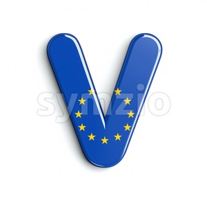 Capital EU flag letter V - Upper-case 3d character Stock Photo