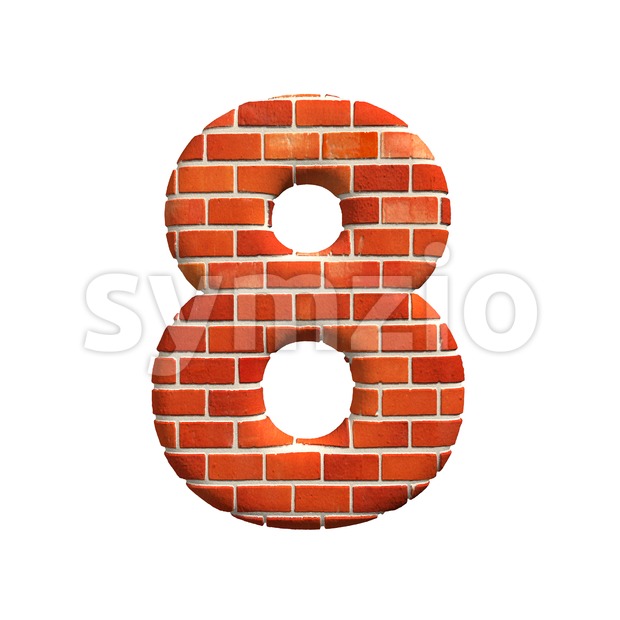 Brick digit 8 -  3d number Stock Photo