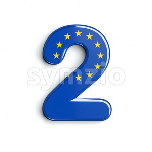 European Union digit 2 - 3d number Stock Photo