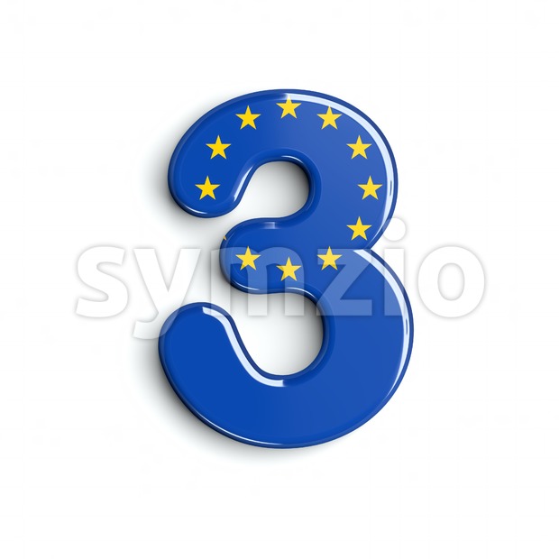 European Union number 3 - 3d digit Stock Photo