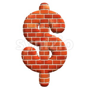 Brick dollar currency sign - 3d money symbol Stock Photo