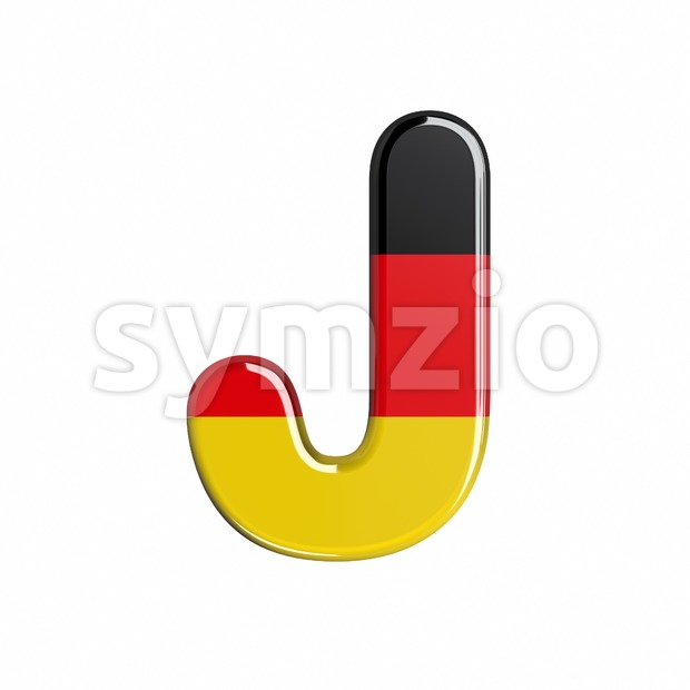 3d Uppercase font J covered in german texture Stock Photo