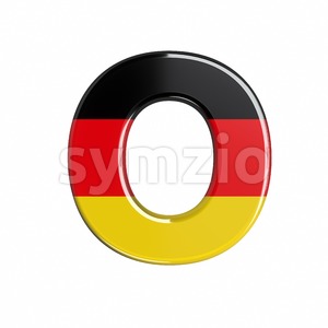 3d Upper-case letter O covered in german flag texture Stock Photo