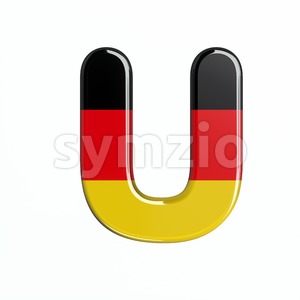german flag 3d letter U - Capital 3d font Stock Photo