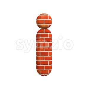 3d Small letter I covered in Brick texture - Lowercase 3d character Stock Photo