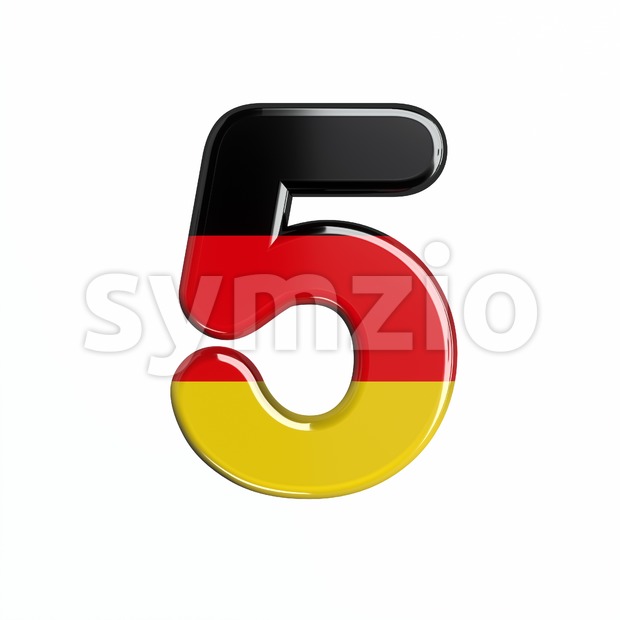German number 5 - 3d digit Stock Photo