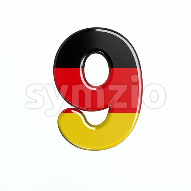 German number 9 - 3d digit Stock Photo