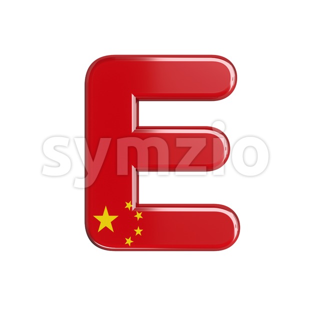 3d Capital character E covered in China texture Stock Photo